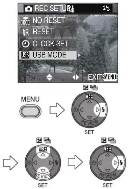 PANASONIC Lumix DMC-FC70GD - [USB MODE]를 선택합니다. - 1