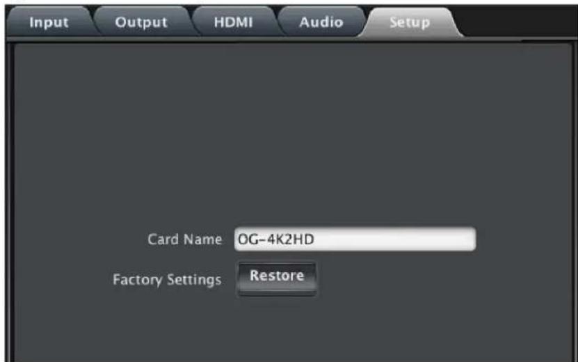 AJA OG-4K2HD - Setup Tab Screen - 1