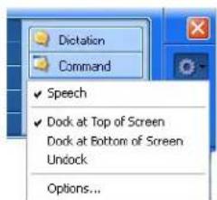 Dictation Command ✓ Speech ✓ Dock at Top of Screen Dock at Bottom of Screen Unlock Options...
