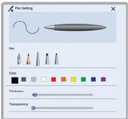 Pen Setting Pen Color Thickness Transparency