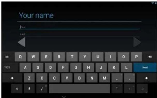 Your name First Last Tab Q W E R T Y U I O P 7123 A S D F G H J K L Next Z X C V B N M . -