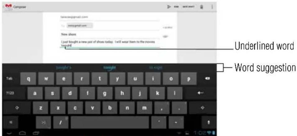Compose Underlined word Word suggestion