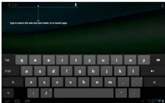 Type to search the web and your toilet, or to launch apps Tab q w e r t y u i o p 7123 a s d f g h j k l o z x c v b n m , .
