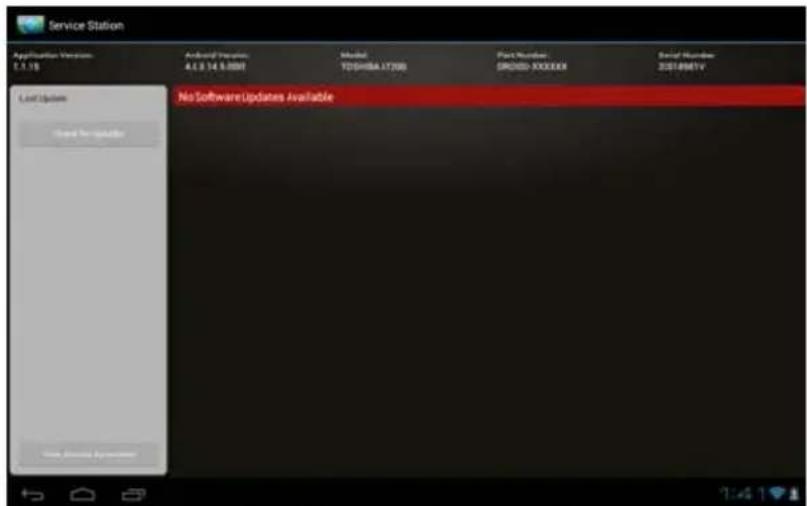 Service Station Application Version: 4.1.19 Android Version: 4.0.9 14:5:00 Model: YOSHISA LT306 Port Number: CLOSED XXXXXX Serial Number: 32518M1V Last Update Closed Update No Software Updates Available Get Existing Updates