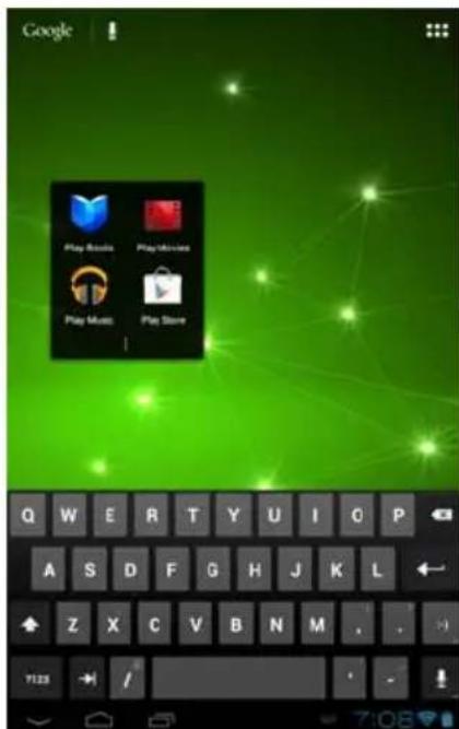 Google Play Books Play Music Play Music Play Store Q W E R T Y U I O P A S D F G H J K L Z X C V B N M 7123 /