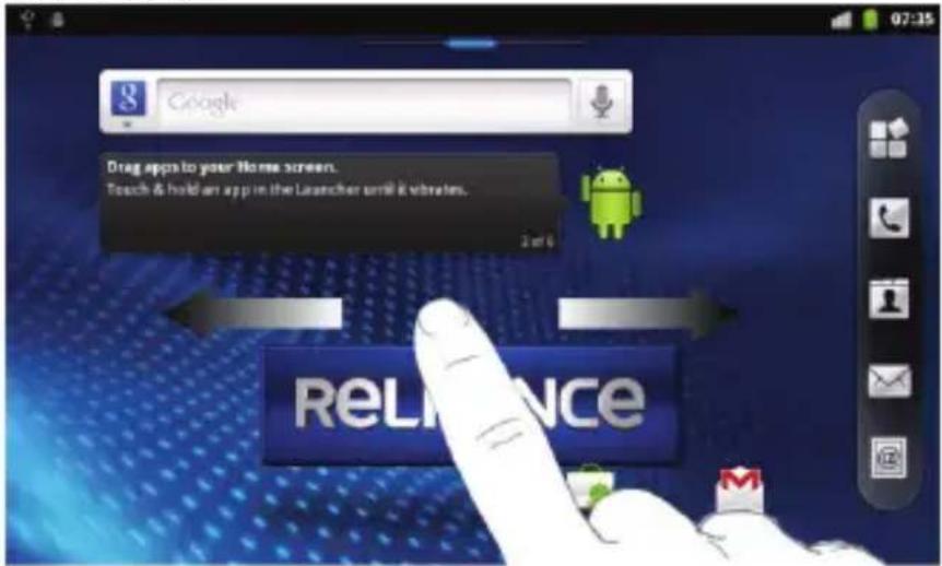 ZTE Reliance 3G Tab - How to extend the Home Screen - 1