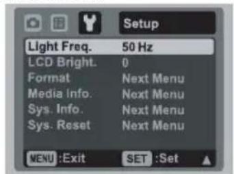 AGFA Optima 830UW - Setup Menu - 2