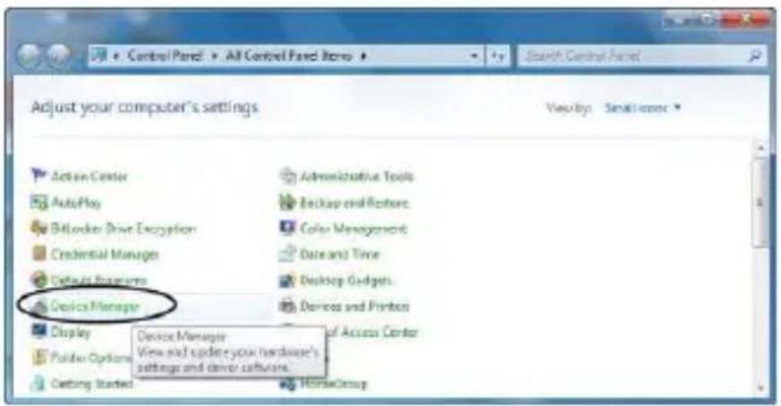 Control Panel > All Control Panel Items Adjust your computer's settings View by: Small error Action Center AutoPlay Bitlocker Drive Encryption Credential Manager Default Programs Device Manager Display Provider Options Getting Started Administrative Tools Backpack and Restore Color Management Date and Time Desktop Gadget Devices and Porters Device Manager View and update your hardware's settings and driver software. HomeGroup