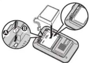 Diagram showing a device with labeled parts A and B, likely illustrating a mechanical or electronic assembly.