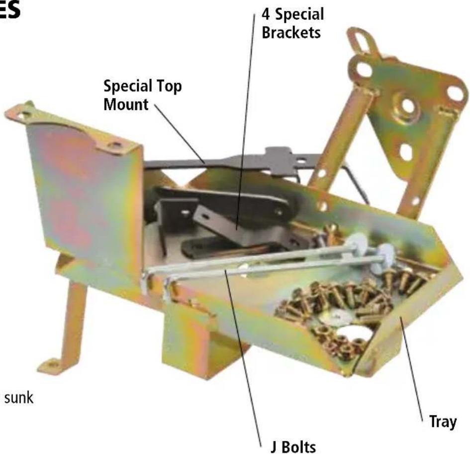 ES Special Top Mount 4 Special Brackets sunk J Bolts Tray