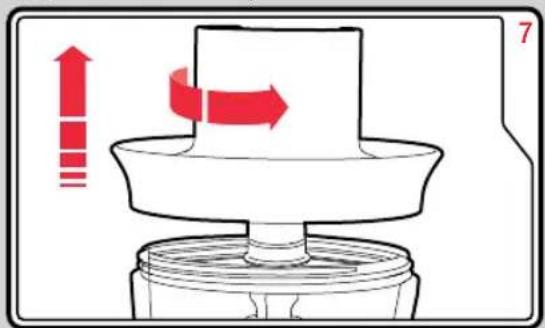 Diagram illustrating a mechanical press or press mechanism with red directional arrows indicating motion or movement.