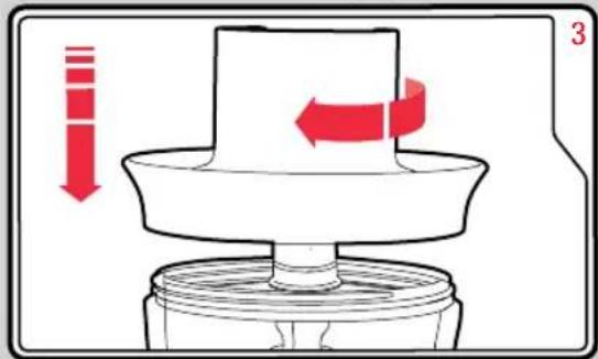 Diagram illustrating a mechanical press or press mechanism with red arrows indicating motion, labeled with number 3.