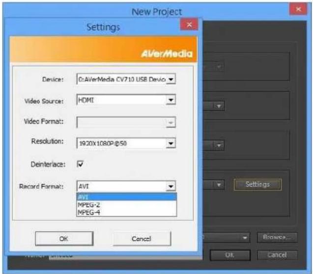AVERMEDIA DarkCrystal 110 - General → Capture Format → AVer Record - 2