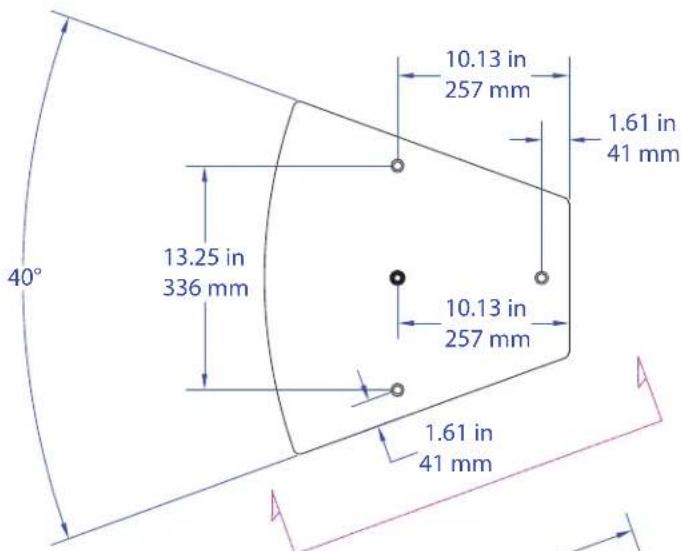 40° 13.25 in 336 mm 10.13 in 257 mm 1.61 in 41 mm 10.13 in 257 mm 1.61 in 41 mm