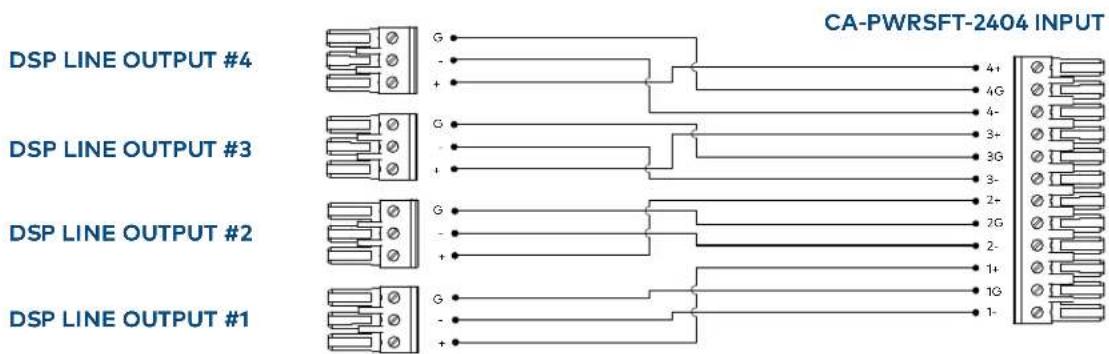 CA-PWRSFT-2404 INPUT DSP LINE OUTPUT #4 DSP LINE OUTPUT #3 DSP LINE OUTPUT #2 DSP LINE OUTPUT #1