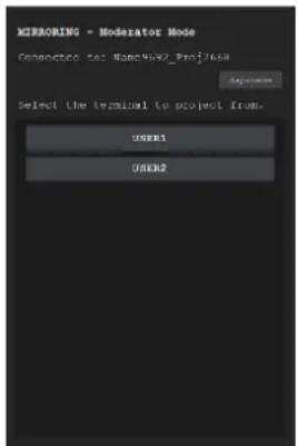 MIRRORING - Moderator Mode Connected to Name4002_Proj268 Project Select the terminal to project from. USER1 USER2