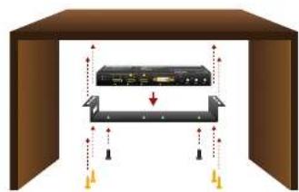 Diagram showing a device mounted on a platform with directional arrows indicating movement or force, likely illustrating a mechanical or electrical system.