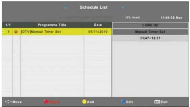 XD 32H2EWSAT - Schedule List - 1