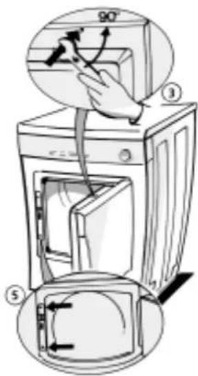 Diagram showing a hand inserting air filters into a microwave oven, with numbered instructions and directional arrows.