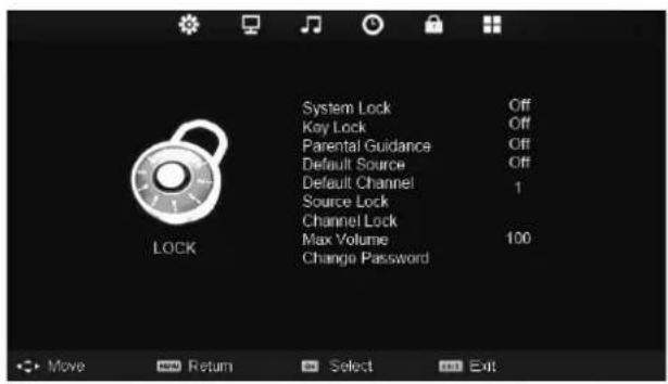 BUSH 32-191F3DB - Lock Menu - 1