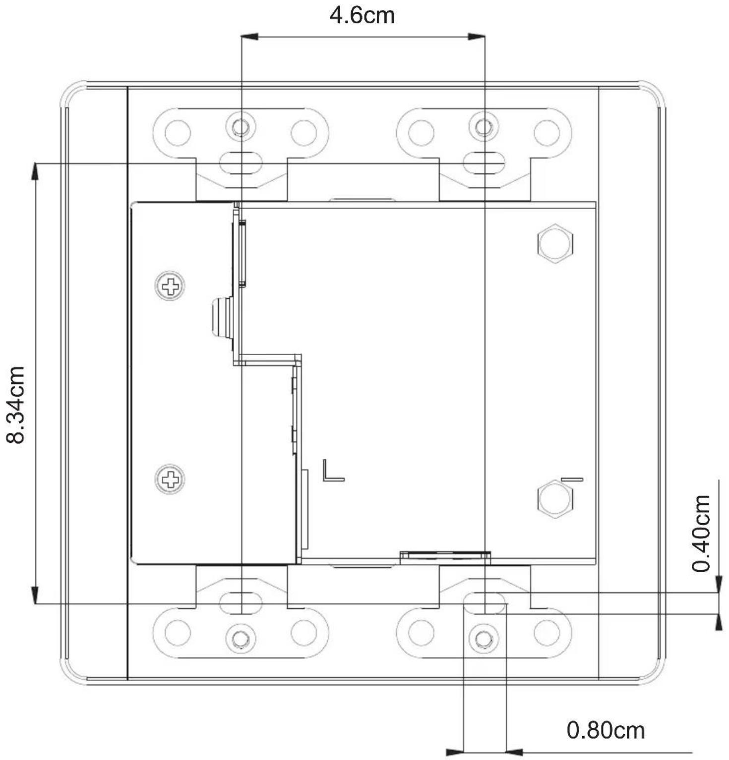 4.6cm 8.34cm 0.40cm 0.80cm