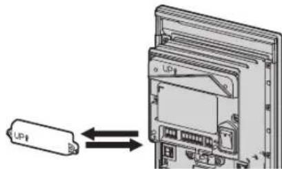 Diagram showing a battery connected to an electronic device with labeled components and bidirectional arrow indicating connection.