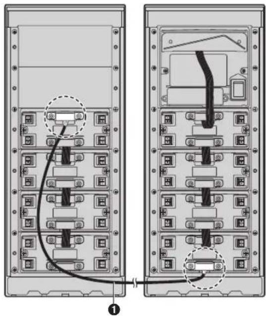 Technical diagram showing internal components of a server rack with labeled connectors and wiring connections