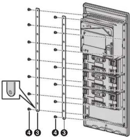 Technical diagram of a server rack with labeled components and connection points