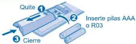 Quite ① ② Inserte pilas AAA o R03 ③ Cierre