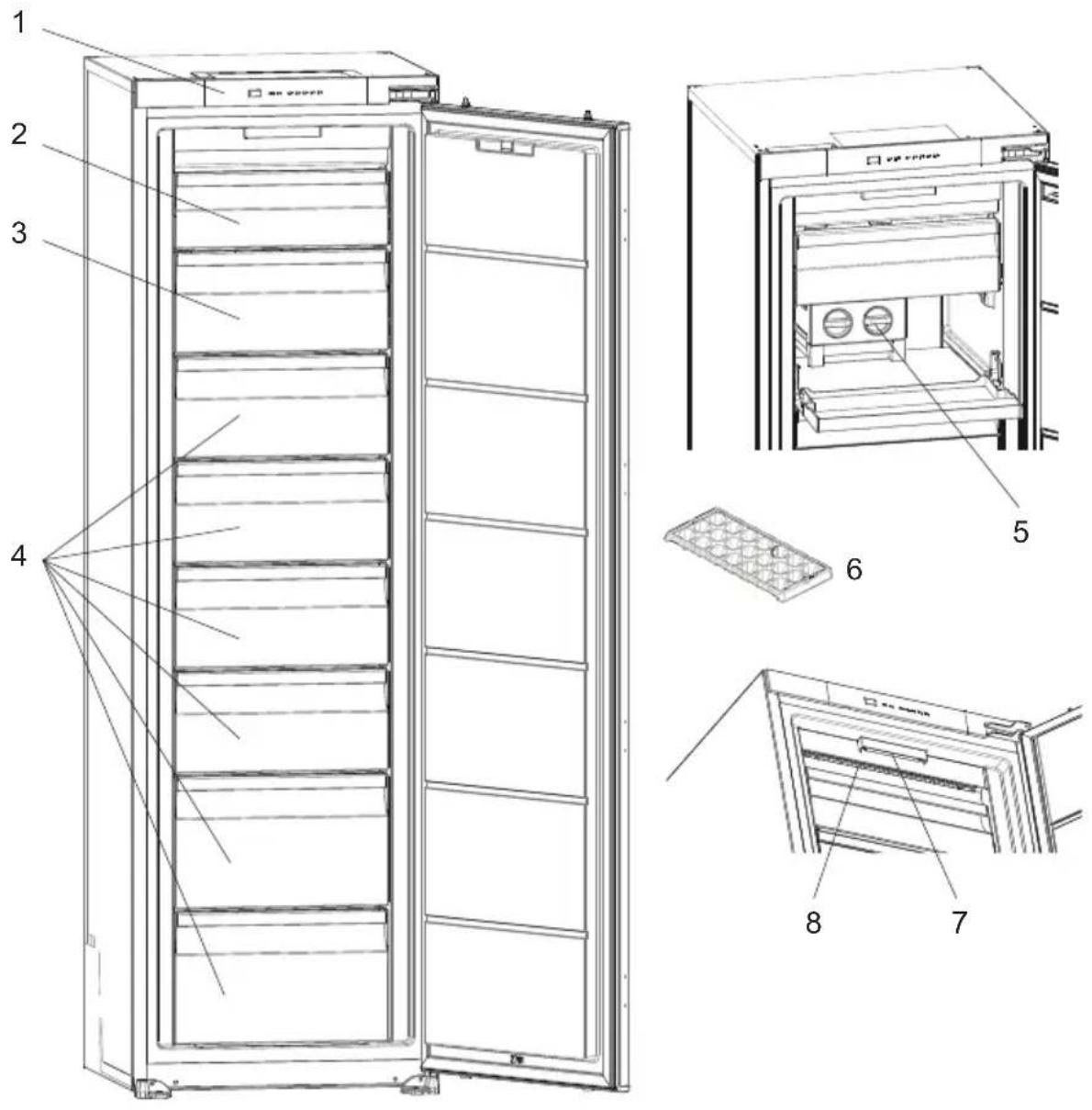 Meireles MFAI 250 - THE PARTS OF THE APPLIANCE AND THE COMPARTMENTS - 1