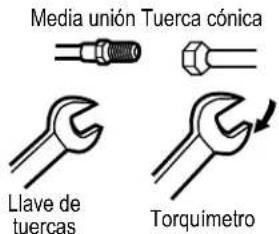 Media unión Tuerca cónica Llave de tuercas Torquímetro