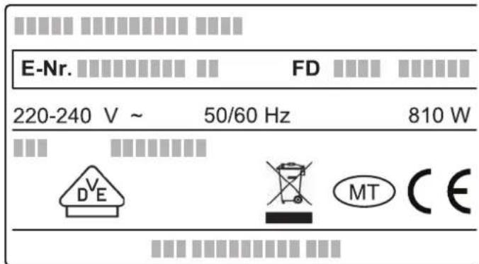 E-Nr. FD 220-240 V ~ 50/60 Hz 810 W D' E MT CE