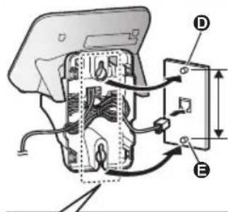 Technical diagram of an electrical switch or motor with labeled components D and E, showing wiring and mounting connections.