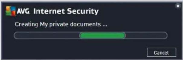 AVG Internet Security Creating My private documents ... Cancel