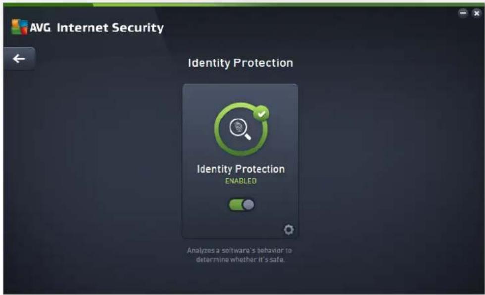 AVG Internet Security Identity Protection Identity Protection ENABLED Analyzes a software's behavior to determine whether it's safe.
