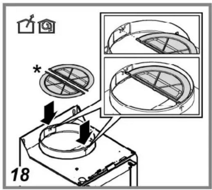 Diagram illustrating a mechanical assembly process with labeled components and directional arrows, including a magnified inset showing cross-sectional views.