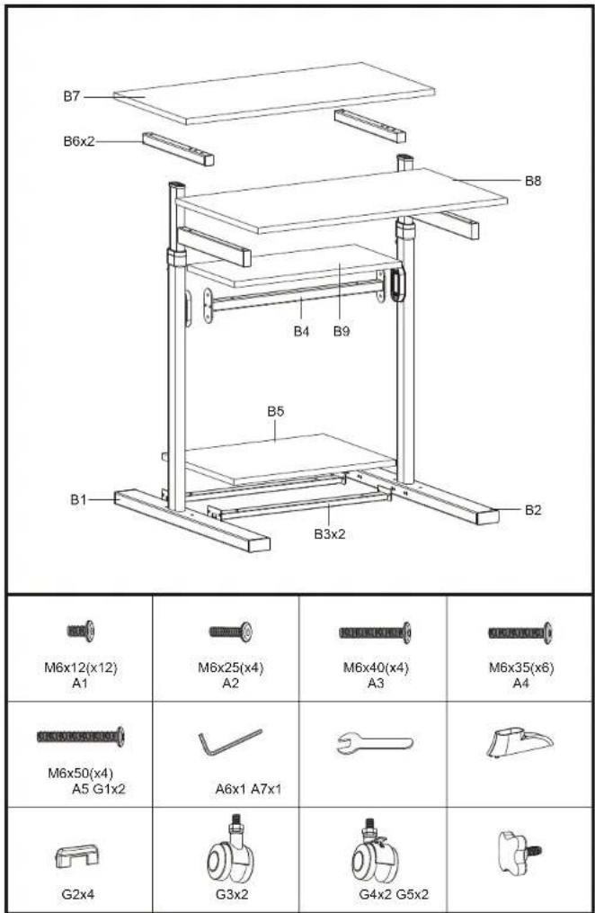 Techly ICA-TB TPM-3 - Mobile Stand Up Workstation - 1