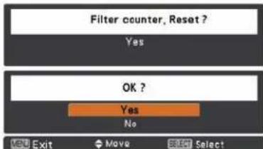 SANYO PLC-XU355K - Resetting the Filter Counter - 3