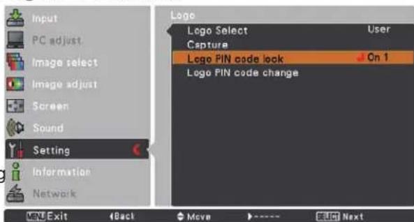 SANYO PLC-XU305K - Logo PIN code lock - 6