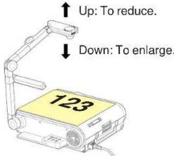 Up: To reduce. Down: To enlarge.