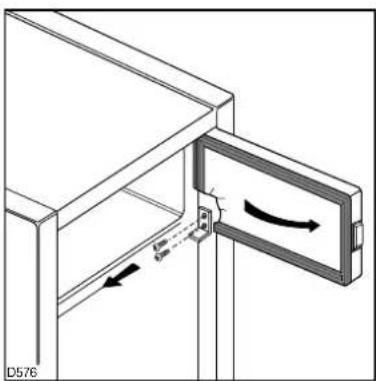 Tricity Bendix BR593W - Changing the opening direction of the door (freezer compartment) - 1