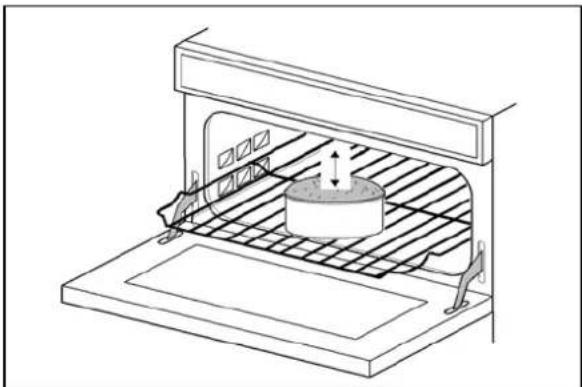 Line drawing of a kitchen oven with a cylindrical stove inside, showing internal grating and ventilation duct, no text or symbols present.