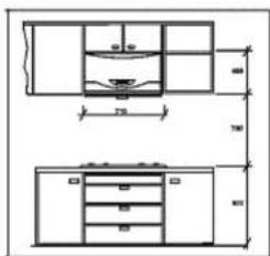 Technical drawing of a two-person refrigerator with labeled dimensions in millimeters