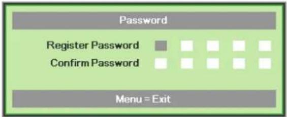 Password Register Password Confirm Password Menu = Exit