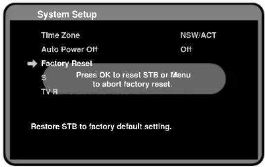 Palsonic HDSTB200 - Factory Reset - 1