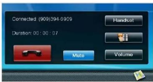 Connected (909)394-6909 Duration: 00 : 00 : 07 Muto Handset Volume