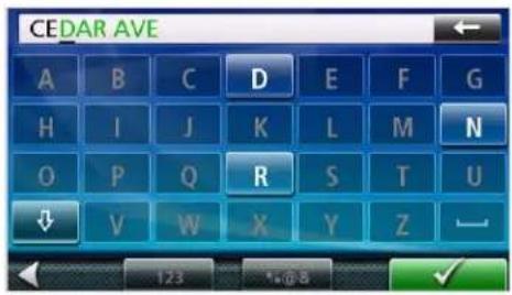 CEDAR AVE A B C D E F G H I J K L M N O P Q R S T U ↓ V W X Y Z — 123 %@8 ✓