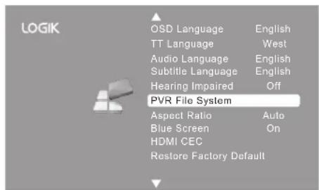 Logik L22FEDV12 - PVR File System (DTV Mode) - 2