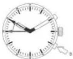 Analog stopwatch with analog face and minute hand (no visible text or numbers).