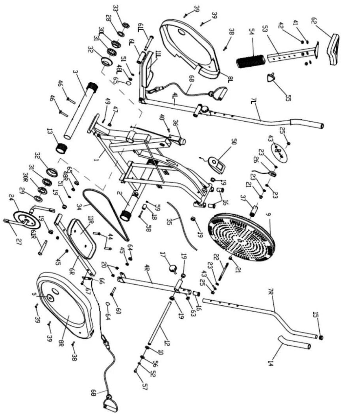 Technical diagram of a mechanical device with numbered components for identification and assembly reference.